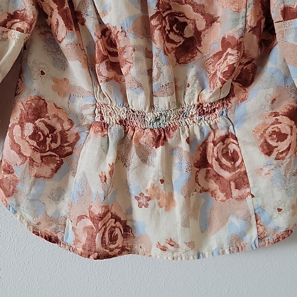 Free People I Found You Puff Sleeve Button Front Floral-Printed Top Size Small - Picture 8 of 13
